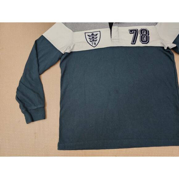 Chaps Polo Shirt Men's Size Medium Colorblock Vent Rugby Long Sleeve - Picture 2 of 12